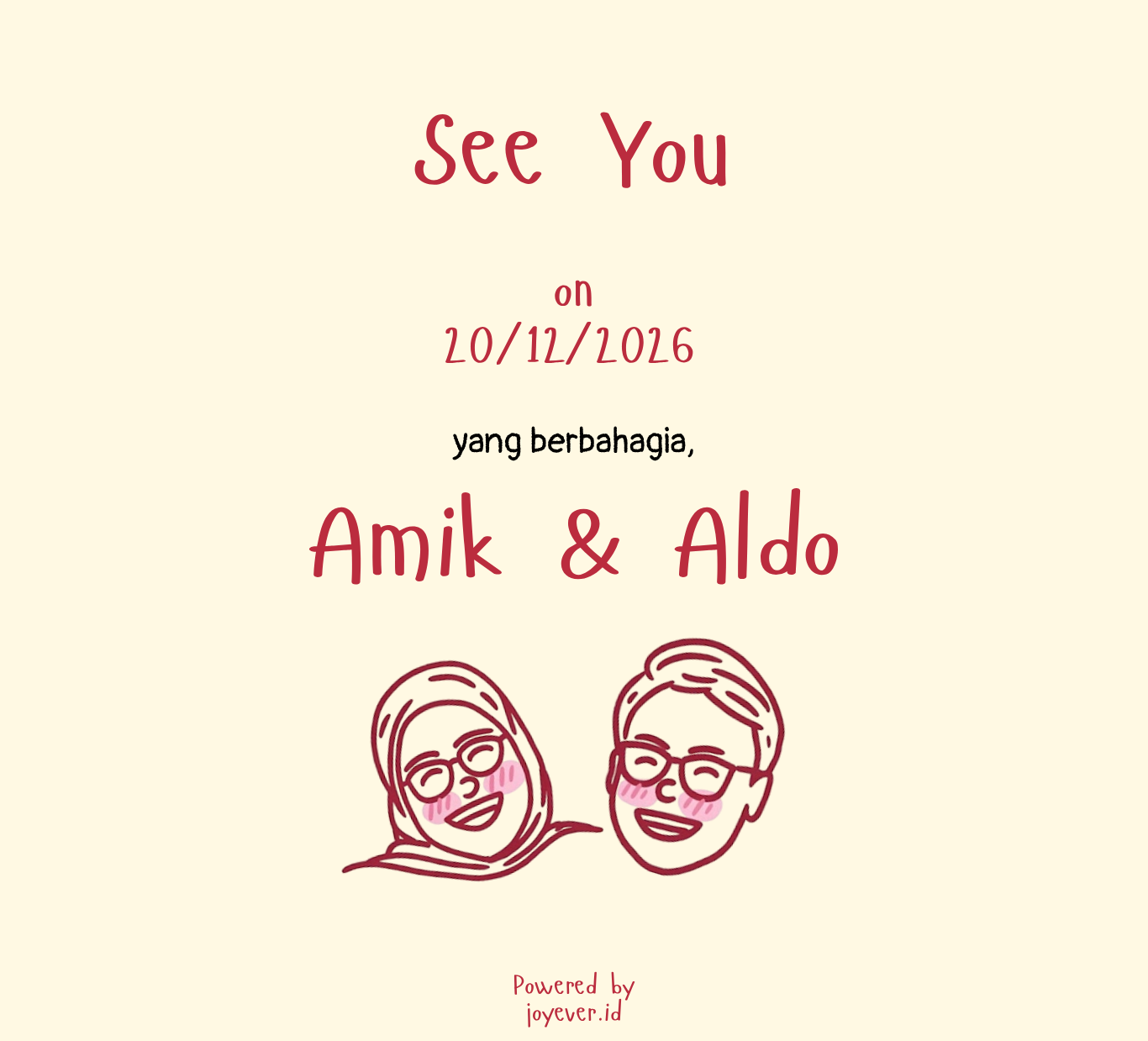 See You on 19/12/2026 yang berbahagia, Amik & Aldo